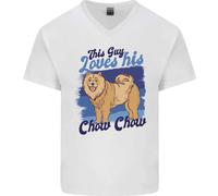 Questo Tipo Ama Il Suo Cane Chow Chow Maglietta In Cotone A V Per Uomo