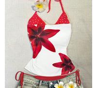 Questo top canotta da donna rosso con motivo floreale 2 in 1 è sexy e pieno di stile Y2K, adatto per occasioni come isole, spiagge, vacanze, festival musicali e feste. L,M,S,XL,XSGeometricoTessuto in
