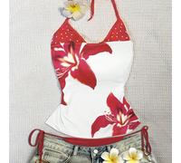 Questo top canottiera da donna rosso con motivo floreale 2 in 1 è sexy e pieno di stile Y2K, adatto per occasioni come isole, spiagge, vacanze, festival musicali e feste. L,M,S,XL,XSBlocchi di colore,