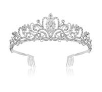 Questran Corona Nuziale, Coroncina Compleanno, Tiara Corona di Cristallo, Strass Diadema Nuziale, Cristallo dei Capelli Matrimonio Tiara, per Compleanni, Feste, nozze, Pageant Prom (Argento)