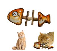 Quesuc 1 Pezzo Giocattolo Da Masticare All'Erba Gatta A Forma Di Lisca Di Pesce In Legno Per Gatti Di Tutte Le Età Per Giocare In Casa E All'Aperto 16.5X6.5 Cm