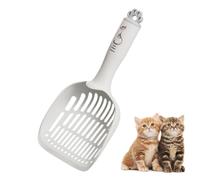 Quesuc 1 Pezzo Paletta Per Lettiera Gatti Triplo Setaccio Carino Disegno Zampe Di Gatto Appendibile Per Vaschetta Lettiera Plastica Per Gatti E Cani Grigio