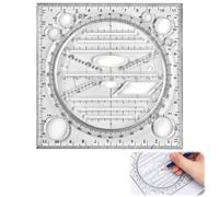 Quesuc 1 Pezzo Righello Geometrico Multifunzionale Da 12 Cm, Vari Modelli Grafici, Modello Di Cerchio Geo Flessibile, Adatto Per L'Uso In Ufficio A Scuola