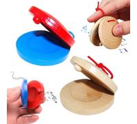 Quesuc 2 Pezzi Castagnette Castagnette In Legno Per Dita, Strumento A Percussione Per L'Educazione Musicale Dei Bambini, Per Aula, Chiesa, Musica (2 Colori)