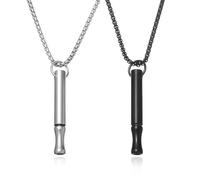 Quesuc 2 Pezzi collana antifumo sigaretta per smettere di fumare per Smettere di Fumare,（Argento, nero）