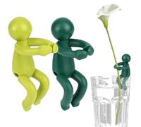 Quesuc 2 Pezzi Supporto Per Piante Supporto Per Piante Creativo A Forma Di Omino Supporto Per Piante Da Interno, Supporto Per Piantine In Silicone Per Talee E Germogli Verde 6.7X3.8 Cm