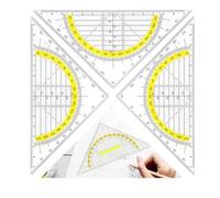 Quesuc 3 Pezzi Goniometro Squadra Geometrica 2-In-1 Goniometro Strumenti Disegno Geometrico Plastica Per Designer, Architetti, Insegnanti, Studenti