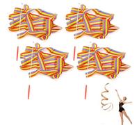 Quesuc 4 Pcs Nastro Ritmica,Nastro Ginnastica Ritmica Bambina,Nastri Da Ballo,Nastro Ginnastica Ritmica,Con Impugnatura Antiscivolo,Ginnastica Ritmica Bacchetta,Per Bambini Danza Artistica Ginnastica,