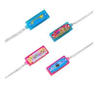 Quesuc 4 Pezzi Kit Collana Armonica Miniatura Armonica Da Cartone Animato Colorata Strumento Iniziazione Musicale Per Neonati E Bambini, Strumento Portatile Per Principianti (Stili Casuali)