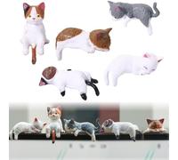 Quesuc 5 Pezzi Statuine Miniature Di Gatti Decorazione Per Auto Decorazione Per Monitor Computer Carine Forme Di Gatto Resina Per Cruscotto Auto, Console Centrale, Ufficio, Decorazione Scrivania