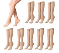 Quesuc 8 Paia Gambaletti Donna Elevata Elasticità Gambaletto Donna Trasparente 15 DEN Confortevole E Indossabile Senza Pressione Calze Taglia Unica Colore Naturale,gambaletto compressione graduata