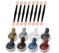 Quesuc 8pcs Glitter per Unghie Effetto Specchio Polvere Unghie con Bastoncini Ombretto Nail Art Decorazioni con 8pcs Ombretto Unghie polvere per nail art diversi effetti Mirror Nail Mermaid Mirror