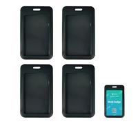 Quesuc Confezione Da 4 Porta Badge Scorrevole In Plastica verde scuro Custodia Protettiva In Plastica Con Finestra Trasparente Per Ufficio Scuola Id Carte Di Credito Chiavi Di Prossimità Licenze