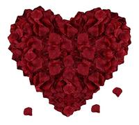 Quesuc Petali rosa artificiali 1000 pezzi decorazione romantica matrimonio e camera da letto bellissimi petali rosa come regalo di compleanno per lui fantastica decorazione di compleanno(rosso scuro)