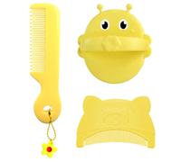 Quesuc spazzola da bagno, 3 Pezzi Pettine Neonato,Piccola ape Pettine Crosta,Spazzola e Pettine Neonato,Pazzola per Bambini In Silicone Adatto Per Il Massaggio Del Cuoio Capelluto Del Neonato