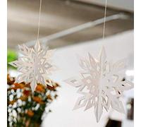 Queta - 12 decorazioni a forma di fiocco di neve da appendere, decorazione per casa, Natale, festa di compleanno, colore: bianco