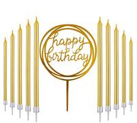 Queta Candele di Compleanno, Candele per Torte di Compleanno Alte, Candele di Buon Compleanno con Supporti per Compleanno per Bambini e Adulti, Decorazioni per Feste di Matrimonio (31 Pezzi)