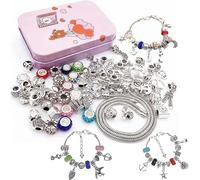 Queta Kit per Braccialetti Ragazza, Kit di Creazione di Gioielli per Ragazza con Perline 3 Catene, DIY Braccialetti Regalo Bambina 8-12 Anni