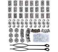 Queta Perle di Runa Vichingo Nordic Perline di Barba Perline di Treccia Capelli perline decorative accessori per capelli accessori tessuti (argento)