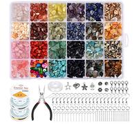 Queta Pietre Naturali per Il Fai da Te, Gioielli con Pietre preziose Irregolari, Set di Gioielli con Ciondolo, Filo per Gioielli, Strumenti di Produzione (Combinazione A)