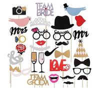 Queta Puntelli Photo Booth per matrimoni, 31 pezzi Fashion Photobooth puntelli con bastoncini e colla, decorazione per compleanni, San Valentino, festa, feste in giardino