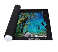 Queta Rotolo di Puzzle,Puzzle Tappetino in Feltro,Tappetino per Puzzle a Forma di Puzzle, con Cordino per riporre Fino a 1500 Puzzle (Nero)