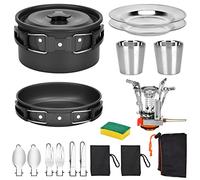 Queta Set di pentole da campeggio, 17 pezzi, per 2-3 persone, per campeggio, escursioni, picnic, barbecue, certificato Fda