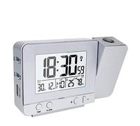 Queta Sveglia Digitale con Proiettore, Schermo a LED, Sveglia Mattutina con Schermo della Temperatura Oraria, Calendario, Suoni di Allarme, Timer Porta USB argento