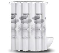 Queta Tenda da Doccia - Antibatterica, Resistente alla Muffa e Impermeabile con 12 Anelli per Tenda Doccia - Poliestere 180 x 180 cm Grigio Pietre (Grigio)