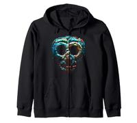 Quetzalcoatl Maschera Azteca Mosaico Turchese Felpa con Cappuccio