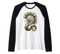 Quetzalcoatl Serpente Piumato Mitologia Azteca Arte Messico Maglia con Maniche Raglan