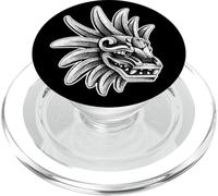Quetzalcoatl Statua Azteco Serpente Dio Blackwork Tattoo Flash PopSockets PopGrip per MagSafe