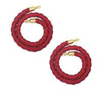 Queue Barrier Ropes,Set Of 2 Stanchion Rope Crowd Control, 3/4/5/6/7/8/9/10/11/13/15 Feet Long, Heavy-Duty Hanging Partition Ropes for Hotels Concerts Car Show(Red,3ft/91cm)