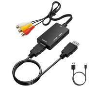 Quevati Adattatore RCA a HDTV 1080 Mii Comoite AV a HDTV Converter per PS2, Xbox, Wii, PS13, VHS, VCR, DVD, supporta PALNTSC, compatibile con Windows Mac Plug Play con cavo HDMI Nero