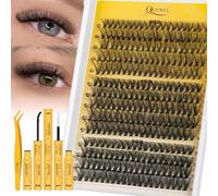 QUEWEL 280 PCS Set extension ciglia 30+40+50D Ciglia singole, extension per ciglia miste 3 stili 10-16 mm di spessore con colla per ciglia e pinzette per ciglia(30+40+50-KIT)