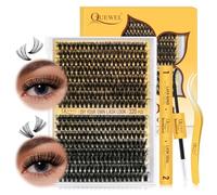 QUEWEL Extension Ciglia 320 pezzi 60D+80D, Kit Extension Ciglia Fai-da-Te, Ciuffi MIX 12-18mm con Colla e Pinzette per Ciglia, per Creare Occhi Affascinanti a Casa (Kit 60+80D-D-MIX12-18)