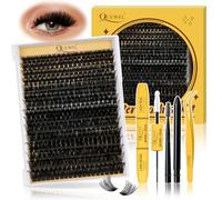 QUEWEL Kit Extension Ciglia 300 Pezzi, Extension Ciglia da 10 a 20 mm con Colla e Sigillo per Ciglia, Pinzetta Impermeabile per Ciglia Finte e Pennello per Ciglia per Uso Domestico (Dense01-KIT)