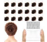 Qufiiry 24 Pezzi Retine per Capelli Chignon, Retina Chignon Bambina Danza con 10 Forcine per Capelli Forma U, Invisibili Retina per Capelli, per capelli per fissare parrucche capelli e chignon