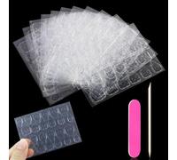 Qufiiry 264 Pezzi Adesivo per Colla per Unghie a Doppio Lato, 11 Fogli Biadesivo per Unghie, Colla Adesiva per Unghie Trasparente, Gelatina Adesivo per Saloni Unghie Finte Nail Art