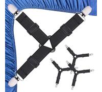 Qufiiry Elastici Tendi Lenzuola, 4 Pezzi Bretelle per Lenzuola, Nero Clip per Lenzuola Triangolari con Clip, Ferma Lenzuola per Lenzuola per Lenzuola, Materasso, Coprimaterassi o Divano