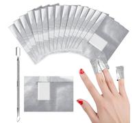 Qufiiry Remover Foil Wraps Compresse, 200 pezzi Fogli di Alluminio per Rimuovere lo Smalto e 1 pezzi Spingi Cuticole Professionale, Fogli di Alluminio per Rimuovere lo Smalto, per Unghie e Piedi