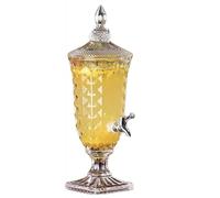 QUHUOYAO Dispenser di bevande in vetro con supporto, design moderno, vetro di alta qualità, beccuccio antigoccia, ideale per feste, matrimoni, limonata, acqua fredda e altro ancora