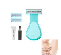 QUHUOYAO Rasoio ascellare, rasoio per bikini, rasoio sensibile per zona ascellare, rasoio bikini con rasoio + 2 lame + crema da barba, rasatura liscia (verde)