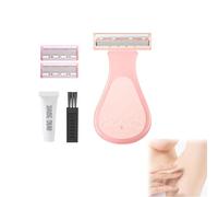 QUHUOYAO Rasoio ascellare, rasoio per bikini, rasoio sensibile per zona ascellare, rasoio per bikini con rasoio + 2 lame + crema da barba, rasatura liscia (rosa)