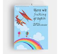 Qui andiamo di nuovo 2026 calendario, calendario, personalizza la tua personalità spiritosa, tamponi mensili da appendere all'umorismo, novità pianificazione, agenda da parete per la casa ufficio (B-1