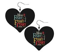 Qui Fishy Fishy Fishy Orecchini in pelle per le donne Ciondola l'orecchino con ciondolo a forma di cuore con gancio Regali per ragazza adulta