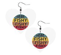 Qui Fishy Fishy Fishy Orecchini in pelle per le donne Ciondola l'orecchino con ciondolo a forma di cuore con gancio Regali per ragazza adulta