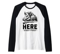 Qui la Caccia al Cinghiale Piggy Piggy Maglia con Maniche Raglan