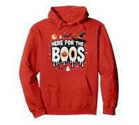 Qui per i Boos: Spooky Halloween Party Fun Felpa con Cappuccio, Unisex per Adulti, Rosso, L