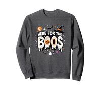 Qui per i Boos: Spooky Halloween Party Fun Felpa, Unisex per Adulti, Grigio Scuro, M